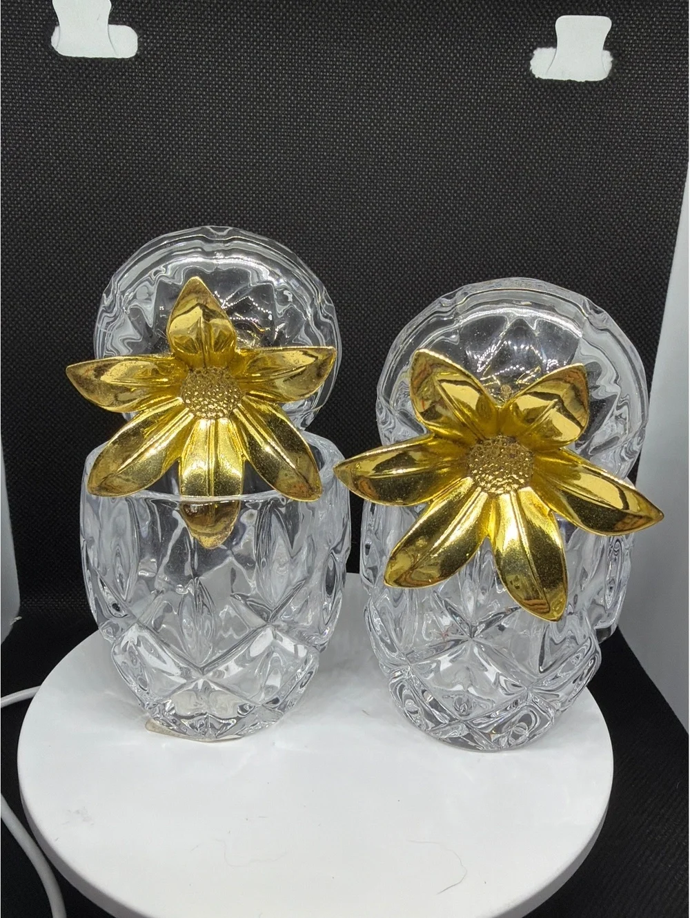 Pair of pineapple shaped lidded glass containers [COPY]